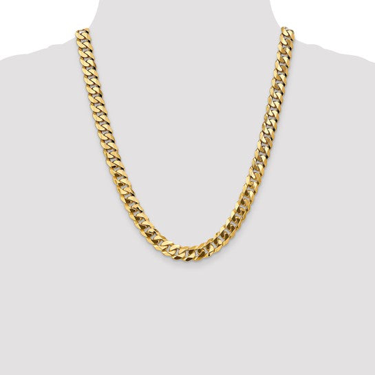 14kt Yellow Gold 9.5mm Flat Beveled Curb Chain