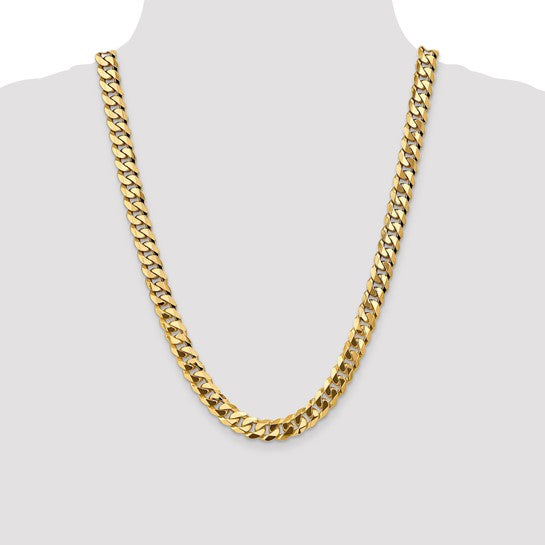 14kt Yellow Gold 9.5mm Flat Beveled Curb Chain