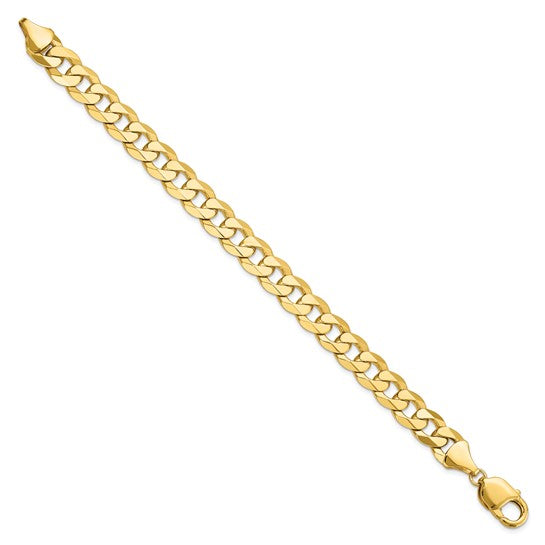 14KT Yellow Gold 9.5mm Flat Beveled Curb Chain