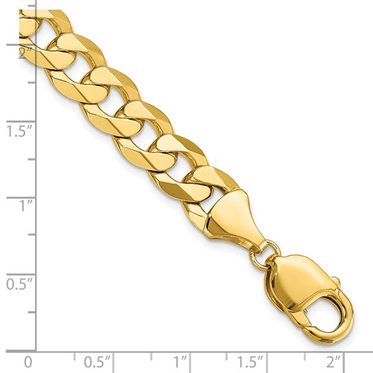 14KT Yellow Gold 9.5mm Flat Beveled Curb Chain