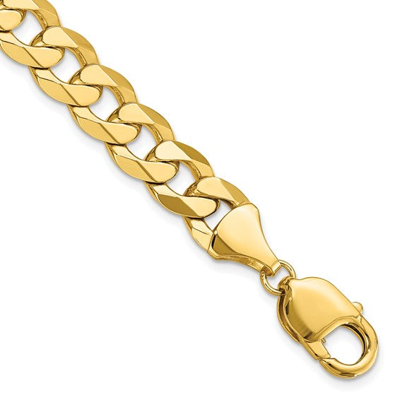 14KT Yellow Gold 9.5mm Flat Beveled Curb Chain