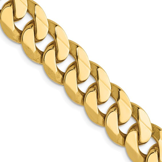 14KT Yellow Gold 9.5mm Flat Beveled Curb Chain