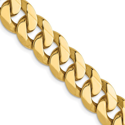 14KT Yellow Gold 9.5mm Flat Beveled Curb Chain