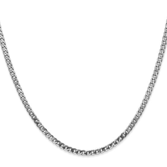 14kt White Gold 2.9mm Flat Beveled Curb Chain