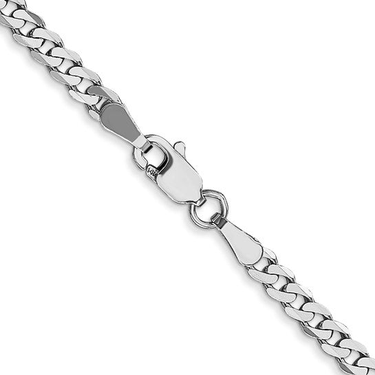 14kt White Gold 2.9mm Flat Beveled Curb Chain