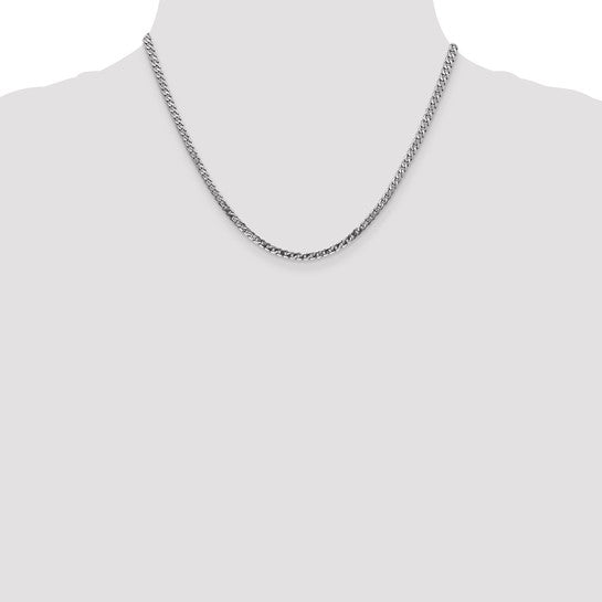 14kt White Gold 2.9mm Flat Beveled Curb Chain