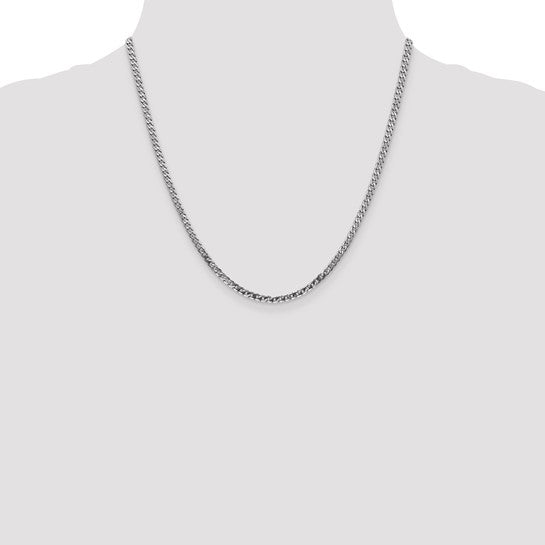 14kt White Gold 2.9mm Flat Beveled Curb Chain