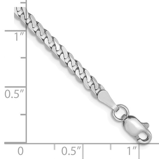 14kt White Gold 2.9mm Flat Beveled Curb Chain