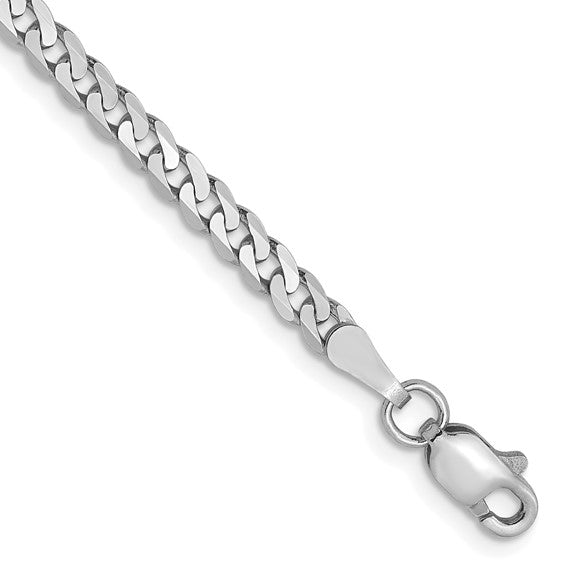 14kt White Gold 2.9mm Flat Beveled Curb Chain