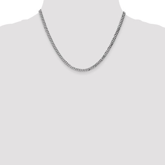 14KT White Gold 3.9mm Flat Beveled Curb Chain