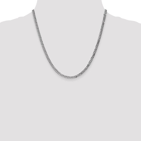 14KT White Gold 3.9mm Flat Beveled Curb Chain