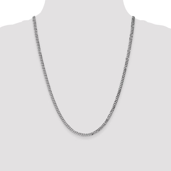 14KT White Gold 3.9mm Flat Beveled Curb Chain