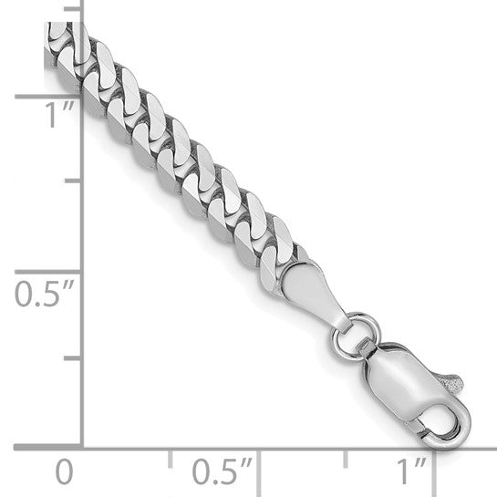 14kt White Gold 3.9mm Flat Beveled Curb Chain