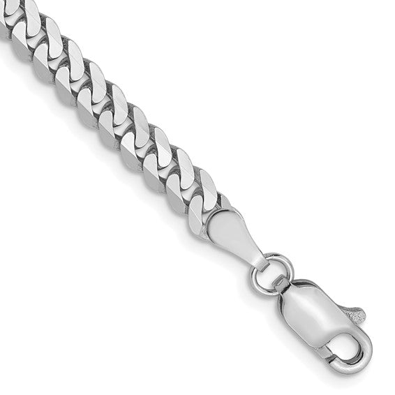 14kt White Gold 3.9mm Flat Beveled Curb Chain