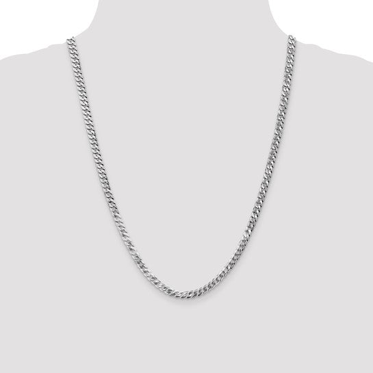 14KT White Gold 4.5mm Flat Beveled Curb Chain