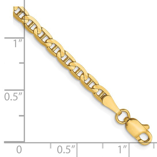 14KT Yellow Gold 3mm Concave Anchor Chain