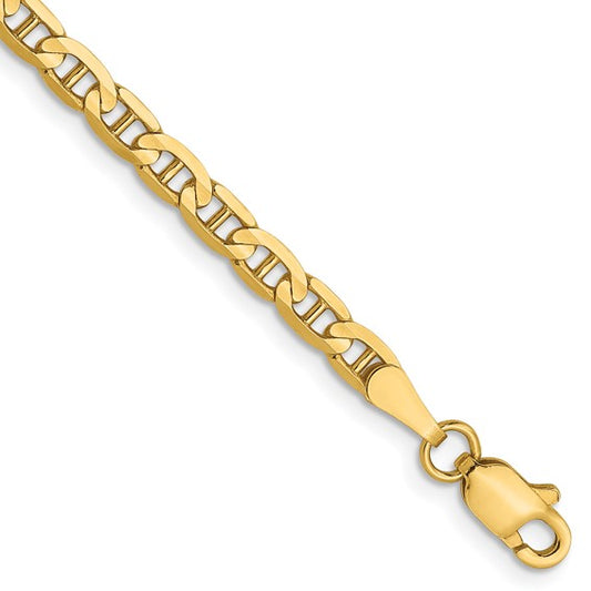 14kt Yellow Gold 3mm Concave Anchor Chain