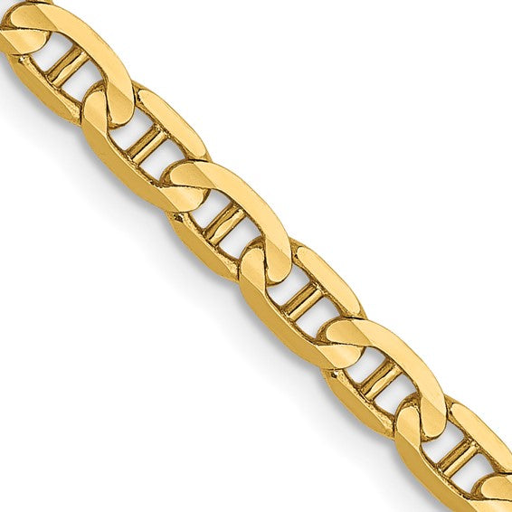 14KT Yellow Gold 3mm Concave Anchor Chain