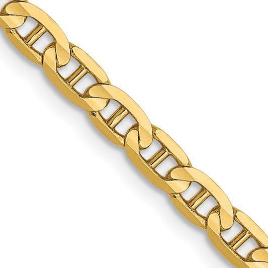 14kt Yellow Gold 3mm Concave Anchor Chain