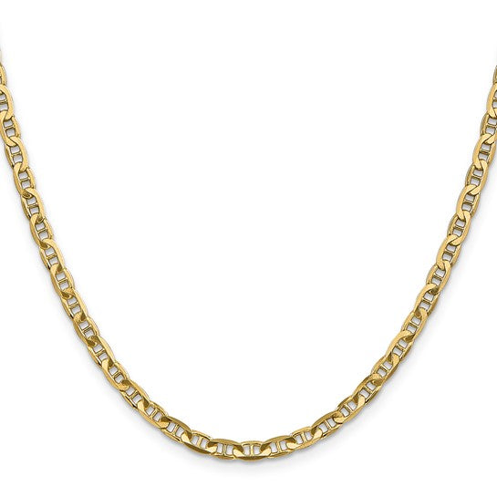 14KT Yellow Gold 3mm Concave Anchor Chain