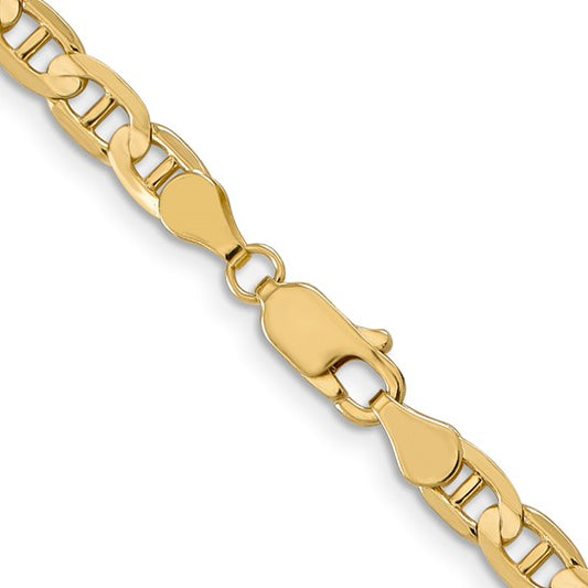 14kt Yellow Gold 4.5mm Concave Anchor Chain