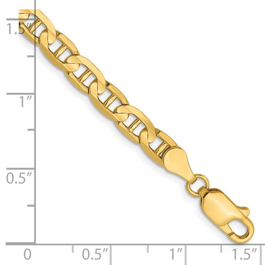 14kt Yellow Gold 4.5mm Concave Anchor Chain