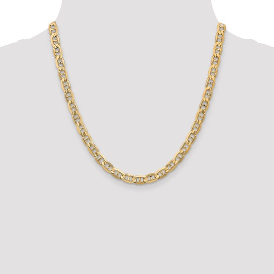 14KT Yellow Gold  6.25mm Concave Anchor Chain