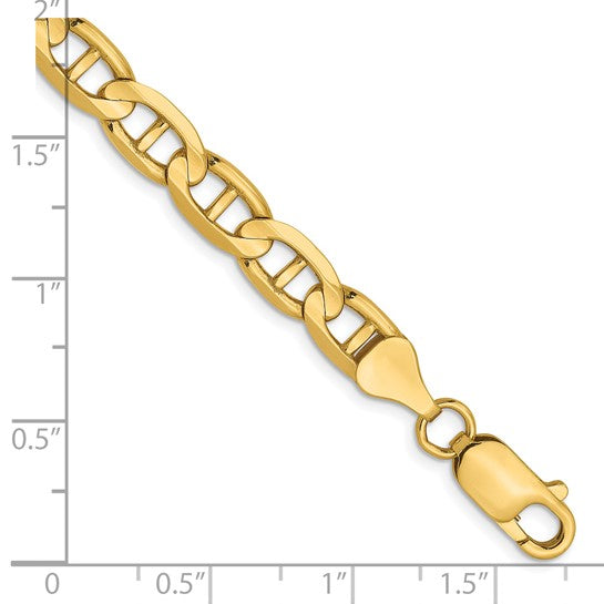 14KT Yellow Gold 6.25mm Concave Anchor Chain