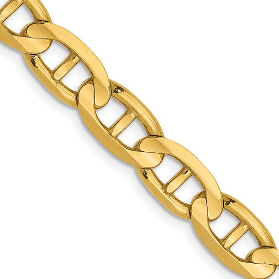 14KT Yellow Gold  6.25mm Concave Anchor Chain