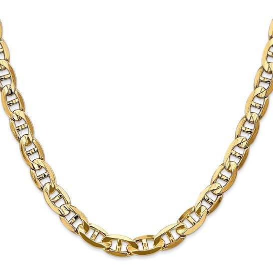 14KT Yellow Gold 7mm Concave Anchor Chain