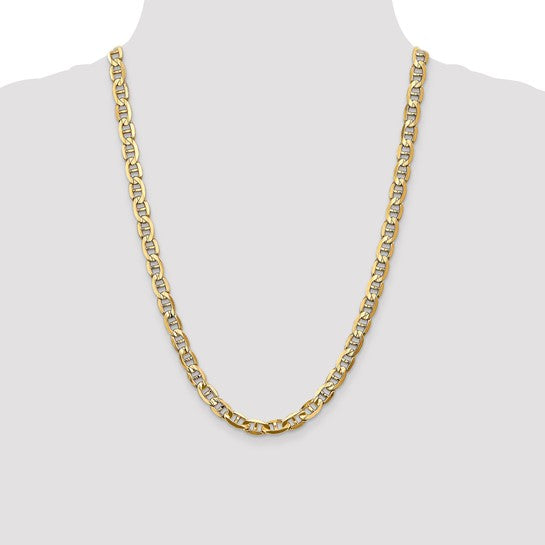 14KT Yellow Gold 7mm Concave Anchor Chain