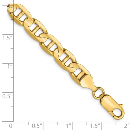 14KT Yellow Gold 7mm Concave Anchor Chain