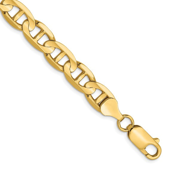 14KT Yellow Gold 7mm Concave Anchor Chain