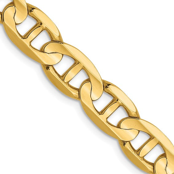 14KT Yellow Gold 7mm Concave Anchor Chain