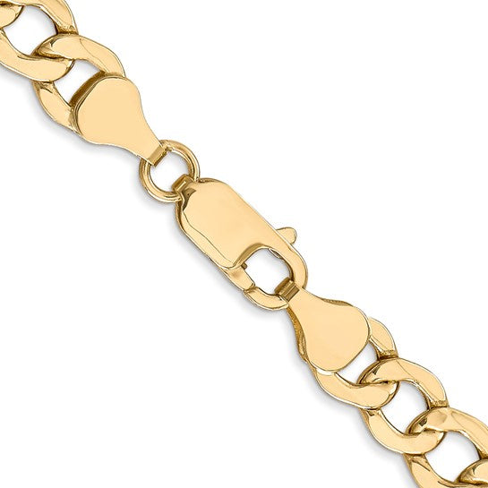 14KT Yellow Gold 7mm Semi-Solid Curb Link Chain