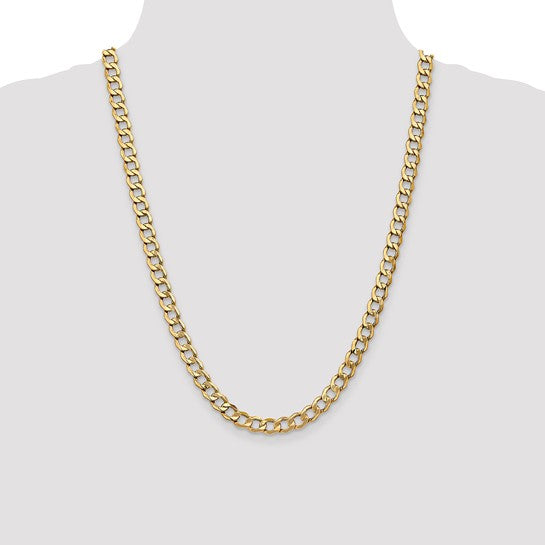 14kt Yellow Gold 7mm Semi-Solid Curb Link Chain