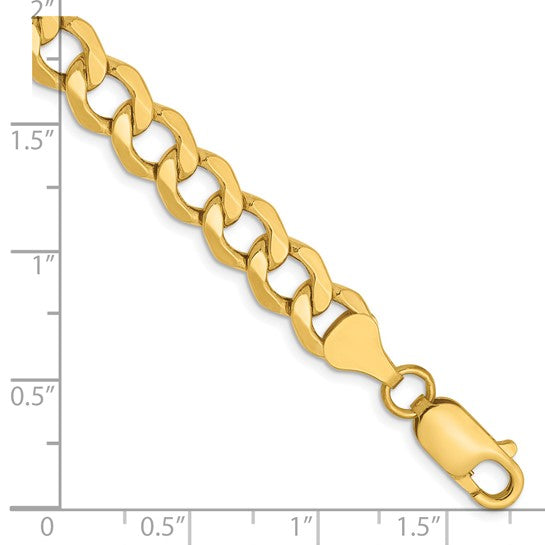 14KT Yellow Gold 7mm Semi-Solid Curb Link Chain