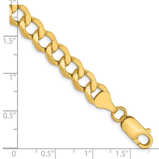 14kt Yellow Gold 7mm Semi-Solid Curb Link Chain