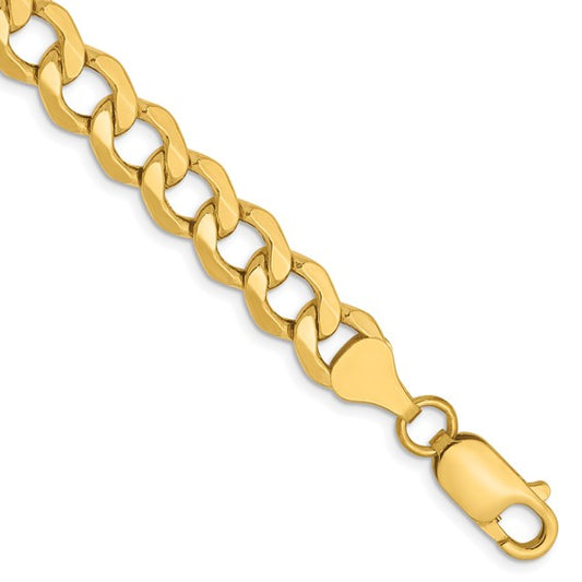 14KT Yellow Gold 7mm Semi-Solid Curb Link Chain