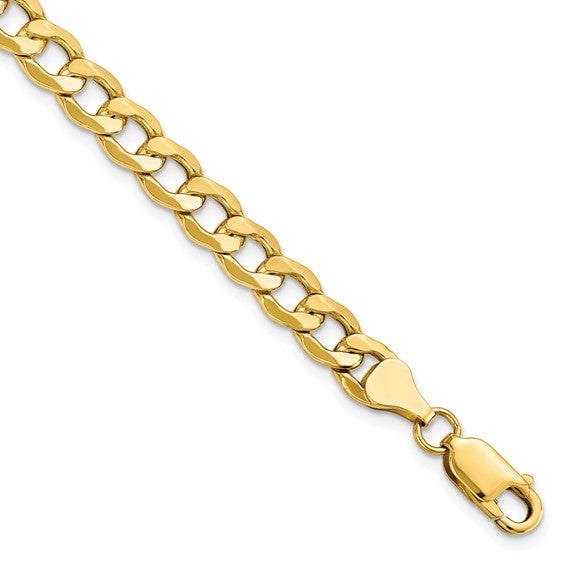14kt Yellow Gold 7mm Semi-Solid Curb Link Chain