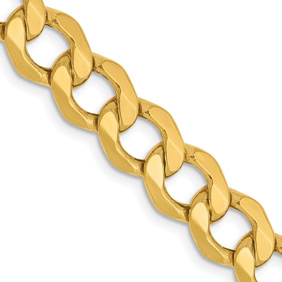 14KT Yellow Gold 7mm Semi-Solid Curb Link Chain
