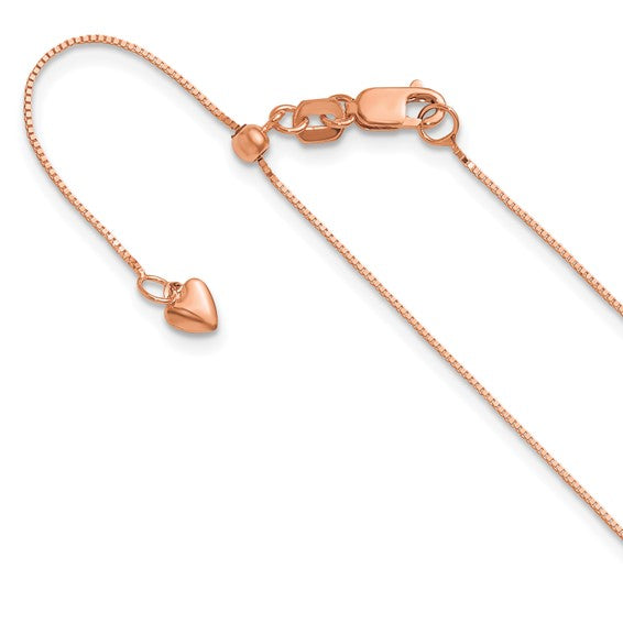 14KT Rose Gold Adjustable .55mm Baby Box Chain