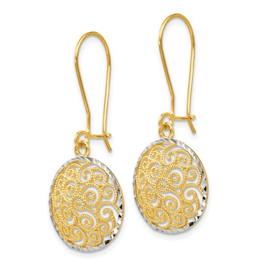 14kt Two-tone Filigree Dangle Earrings