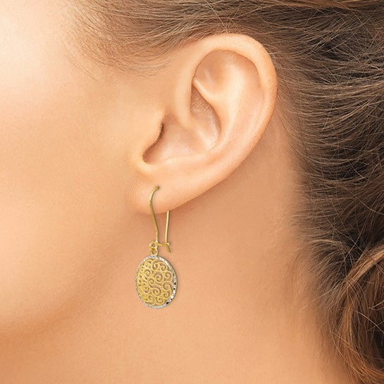 14kt Two-tone Filigree Dangle Earrings