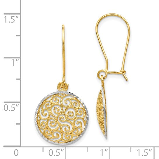 14kt Two-tone Filigree Dangle Earrings