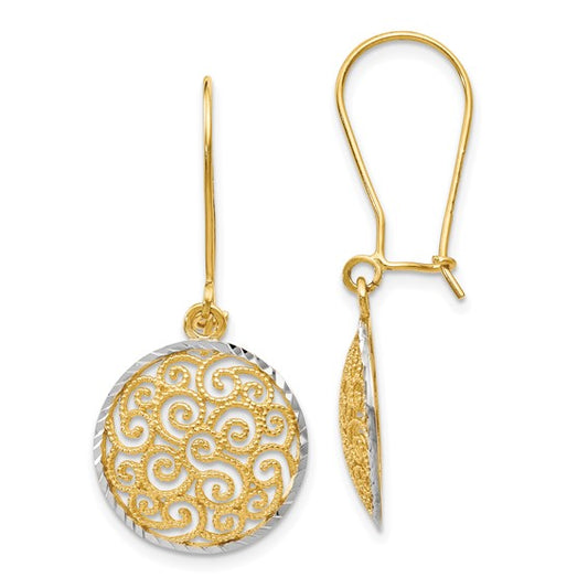 14kt Two-tone Filigree Dangle Earrings