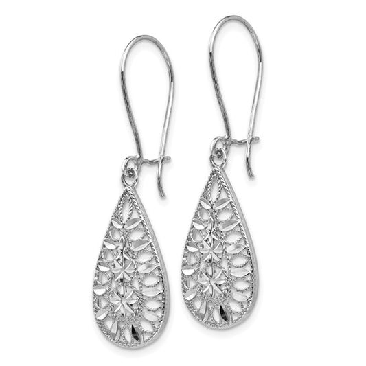 14KT White Gold D/C Dangle Earrings