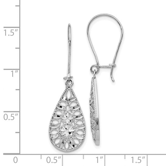 14KT White Gold D/C Dangle Earrings