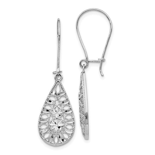 14KT White Gold D/C Dangle Earrings