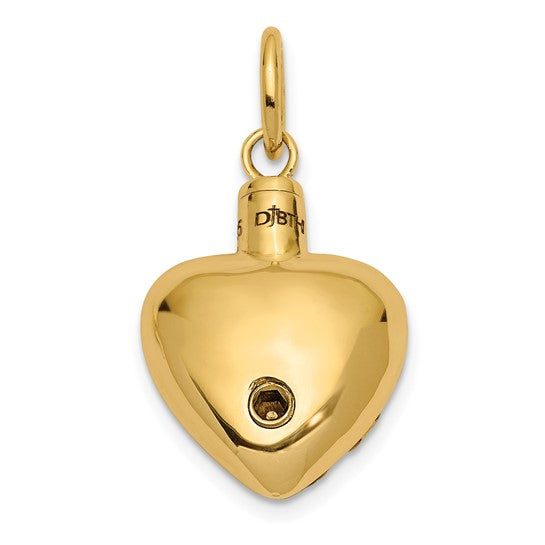 Sentimental Expressions 14KT Yellow Gold Heart Remembrance Ash Holder Pendant